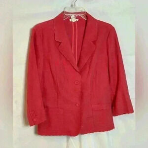 Pink Linen/Cotton 2 button Blazer with scalloped edging (Size 14)